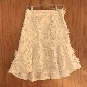 Club Monaco White Floral Fit & Flare Skirt